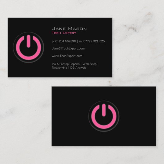 Black Power Button, technologie - Visitekaartje (Voorkant / Achterkant)
