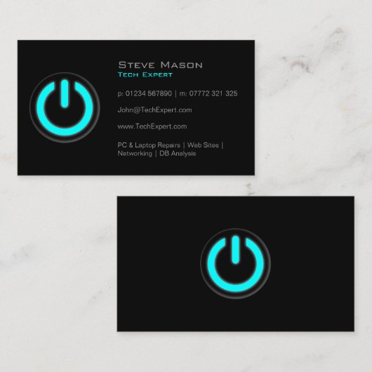 Black Power Button, technologie - Visitekaartje (Voorkant / Achterkant)