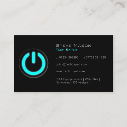 Black Power Button, technologie - Visitekaartje (Voorkant)