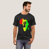 Black Power Fist Africa Map Inspirerend Black Le T-shirt (Voorkant volledig)