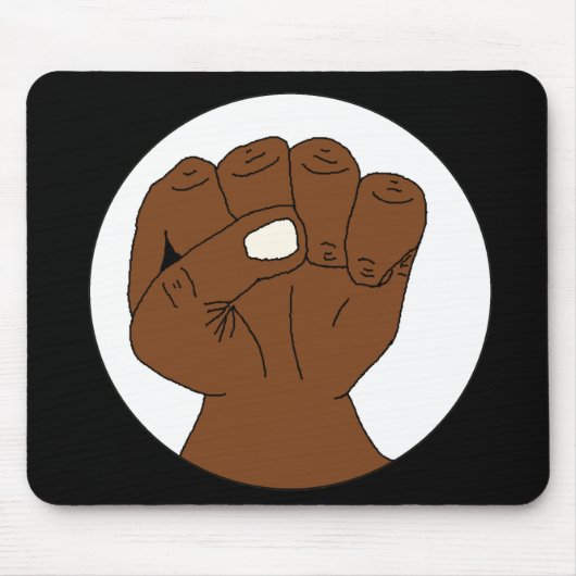 Black Power Fist Mousepad Muismat (Voorkant)