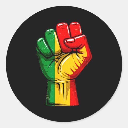 Black Power Fist Pan African Flag Raised Pride  Ronde Sticker (Voorkant)