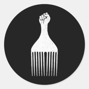 Black Power Opgeheven Vuist Afro Kam Black History Ronde Sticker