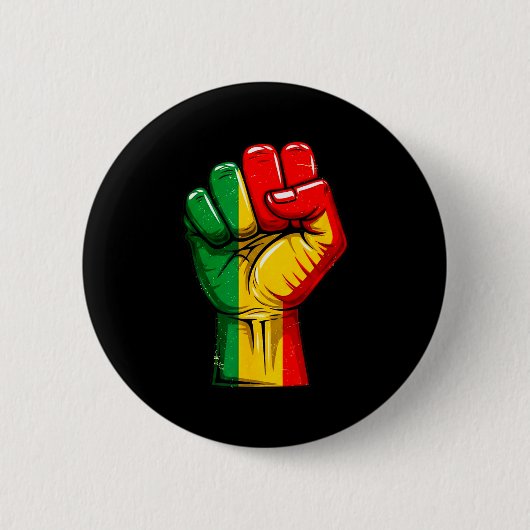 Black Power Vuist Pan-Afrikaanse Vlag Verhoogde Tr Ronde Button 5,7 Cm (Voorkant)