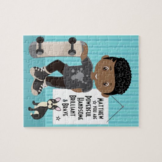 Black Powerful and Brave Boy Jigzaag Puzzle Legpuzzel (Horizontaal)