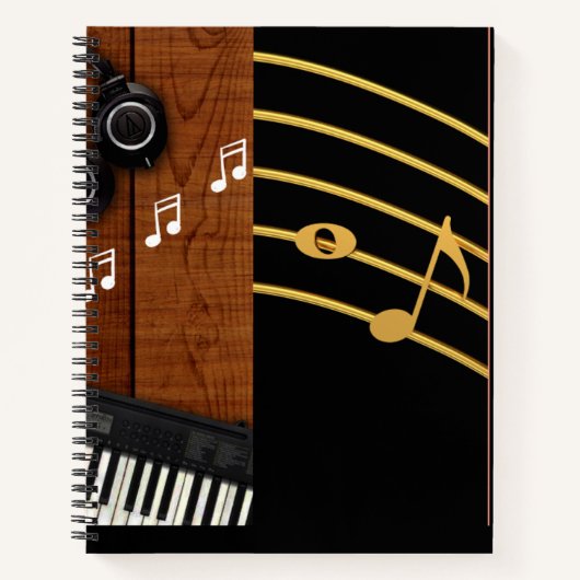 Black Practice Musical note design Spiral Notitieb Notitieboek (Voorkant)