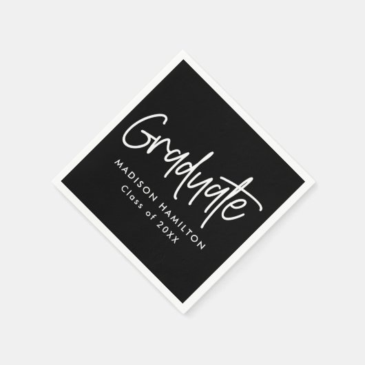 Black | Preppy Script-Afstuderen Servet (Hoek)