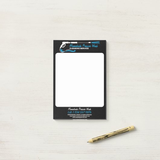 Black Pressure Power Washing Pro Clean Post-it® Notes (Op bureau)