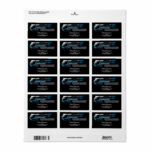 Black Pressure Wash Power Cleaning Service Etiket (Full Sheet)