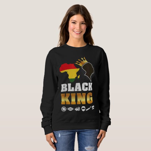 Black Pride King Definition  African Plus Size Gra Trui (Voorkant volledig)