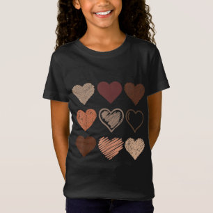 Black Pride Melanin Skin Tone Heart Black History T-shirt