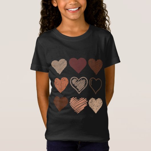 Black Pride Melanin Skin Tone Heart Black History T-shirt (Voorkant)