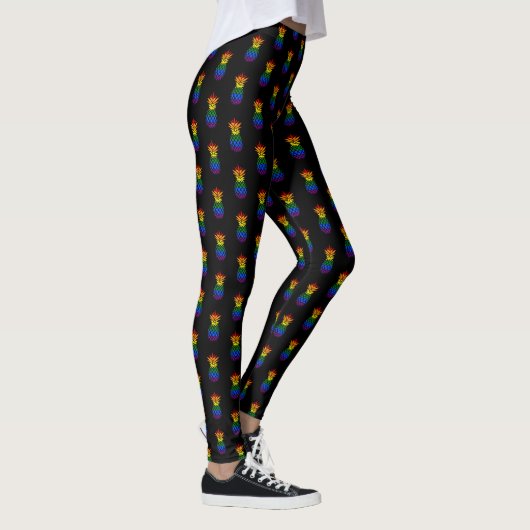Black | Pride Pineapple Rainbow Pattern Leggings (Rechts)