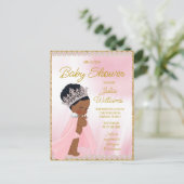 Black Princess Baby shower Invitation Briefkaart (Staand voorkant)