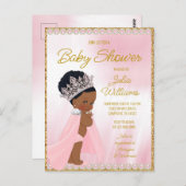 Black Princess Baby shower Invitation Briefkaart (Voorkant / Achterkant)