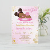 Black Princess Baby shower Invitation Kaart (Staand voorkant)
