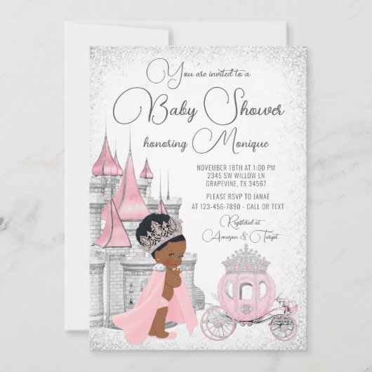 Black Princess Baby shower Kaart (Voorkant)