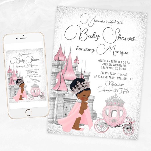 Black Princess Baby shower Kaart