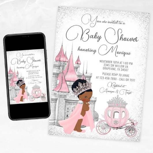 Black Princess Baby shower Kaart