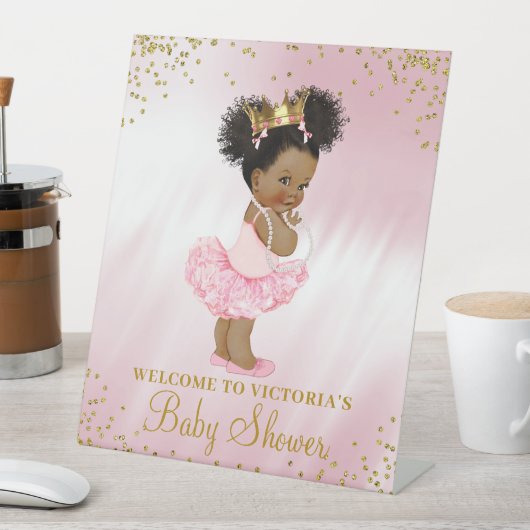 Black Princess Baby shower welkomsttafel Reclamebord Met Voetstuk (Insitu)