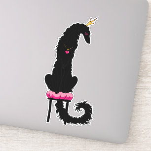 Black Princess Borzoi Die Cut Vinyl Sticker