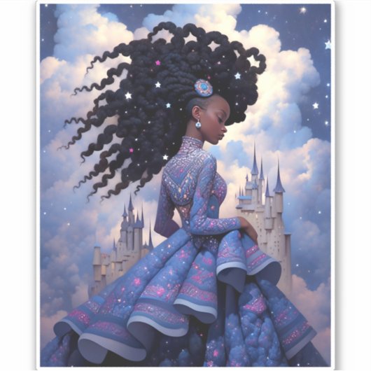 Black Princess Fantasy Kunst Sticker (Voorkant)