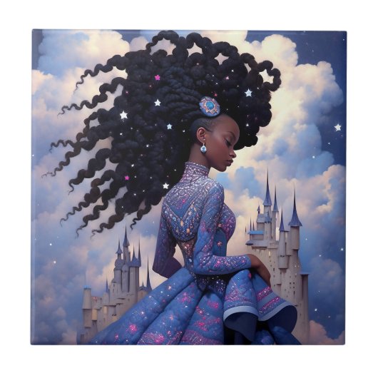 Black Princess Fantasy Kunst Tegeltje (Voorkant)