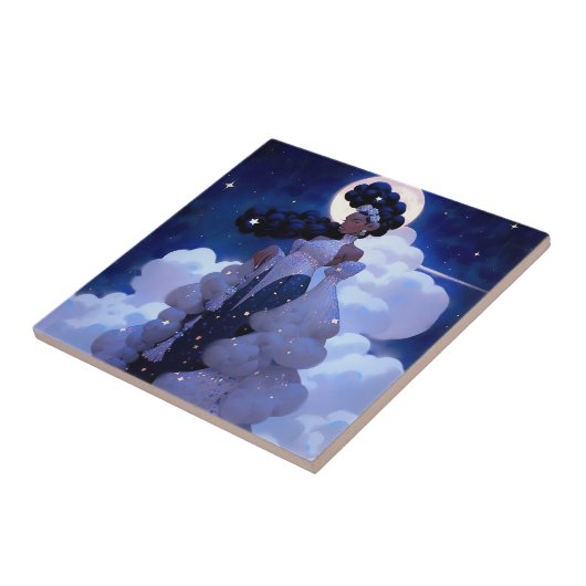 Black Princess Fantasy Kunst Tegeltje (Zijkant)