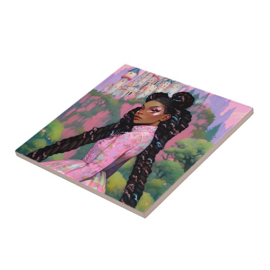 Black Princess Fantasy Kunst Tegeltje (Zijkant)