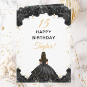 Black Princess Floral Happy Birthday Kaart