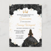 Black Princess Floral Quinceañera Briefkaart (Voorkant)