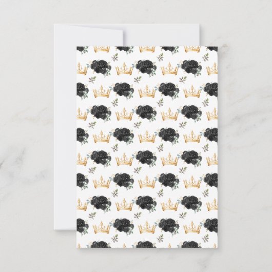 Black Princess Floral Quinceañera RSVP Kaartje (Achterkant)