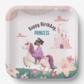 Black Princess Riding Unicorn Square Paper Bord (Voorkant)
