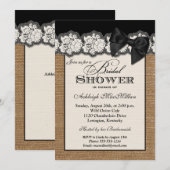 Black PRINED BOW Burlap Lace Vrijgezellenfeest nod Kaart (Voorkant / Achterkant)