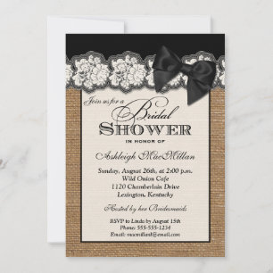 Black PRINED BOW Burlap Lace Vrijgezellenfeest nod Kaart