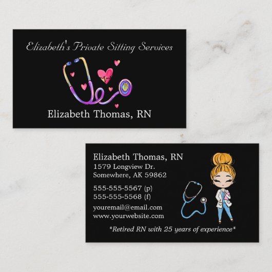 Black Private Sitting Visitekaartje (Voorkant / Achterkant)