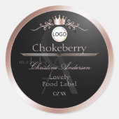 Black Product Label Rose Gold Frame Logo Monogram (Voorkant)