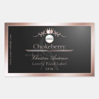 Black Product Label Rose Gold Frame Logo Monogram