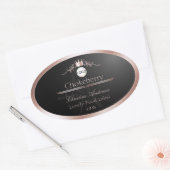 Black Product Label Rose Gold Frame Logo Monogram (Envelop)