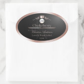 Black Product Label Rose Gold Frame Logo Monogram (Tas)