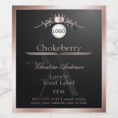 Black Product Label Rose Gold Frame Logo Monogram Wijn Etiket (Enkel label)