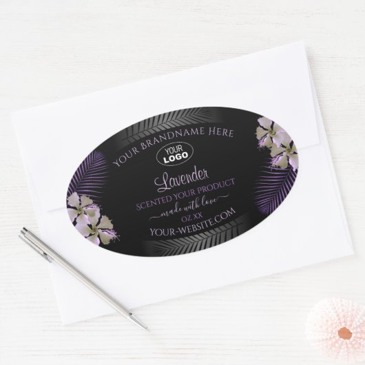 Black Product Labels Paarse Hawaii Flowers Logo (Envelop)