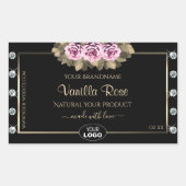 Black Product Packaging Labels Rozen Diamonds Logo (Voorkant)