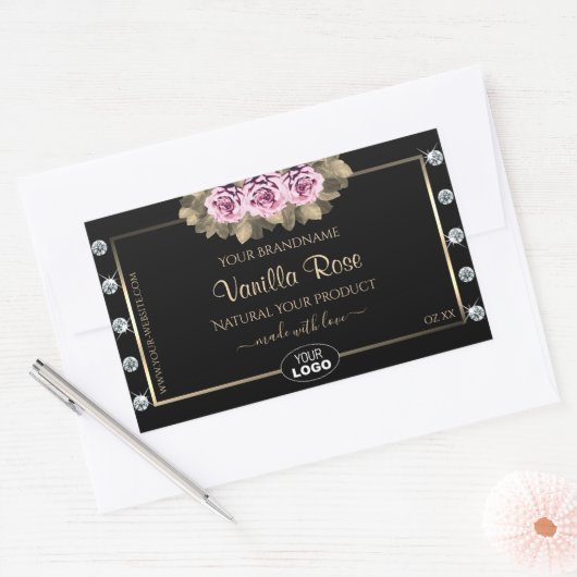 Black Product Packaging Labels Rozen Diamonds Logo (Envelop)