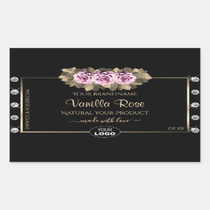 Black Product Packaging Labels Rozen Diamonds Logo