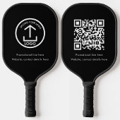Black Professional Business Logo Tekst QR-code Pickleball Paddle