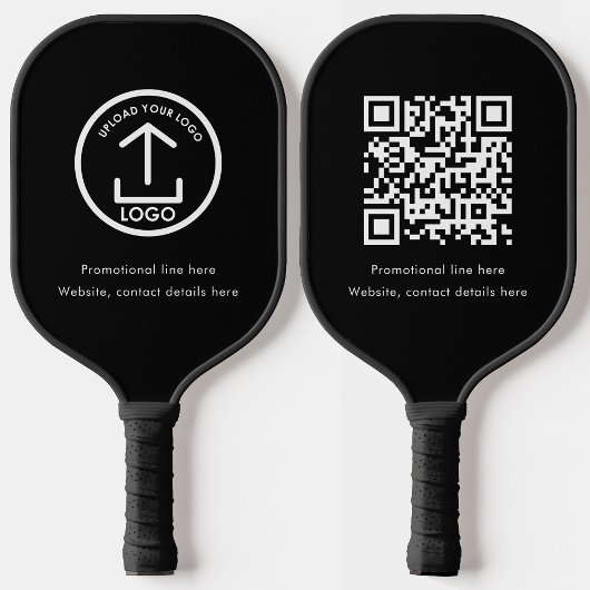 Black Professional Business Logo Tekst QR-code Pickleball Paddle