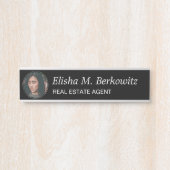 Black Professional Kantoor Photo Desk Name Bord Deurbordje (Voorkant)