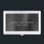 Black Professional Metallic folievrije bedrijven Visitekaarthouder<br><div class="desc">Black Foil Metallic Stainless Steel Minimalist Business Card Holder met witte letterscripthandtekening typografie voor het monogram. De Foil Metal Business Card Holders kunnen met jouw naam worden aangepast. Neem contact op met de ontwerper voor aangepaste overeenkomende objecten.</div>