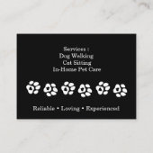 Black Professional Pet Sitter & Dog Walker  Visitekaartje (Achterkant)